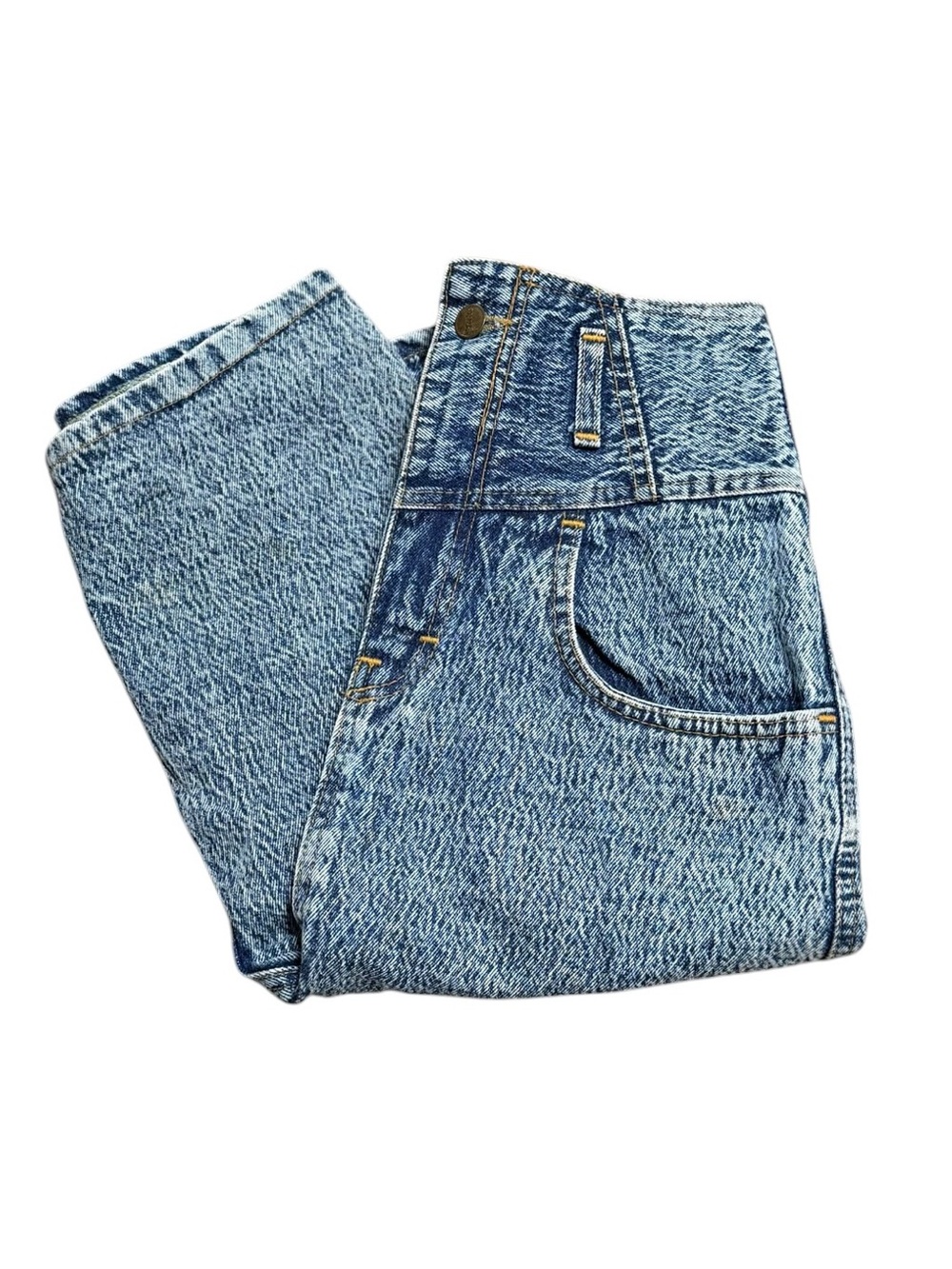Vintage 80s Denim High-Waisted Cowgirl Midi Skirt (Size 38)